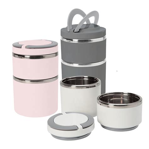 2-tier round stainless steel insulated lunch box|adult insulated lunch box ideas.